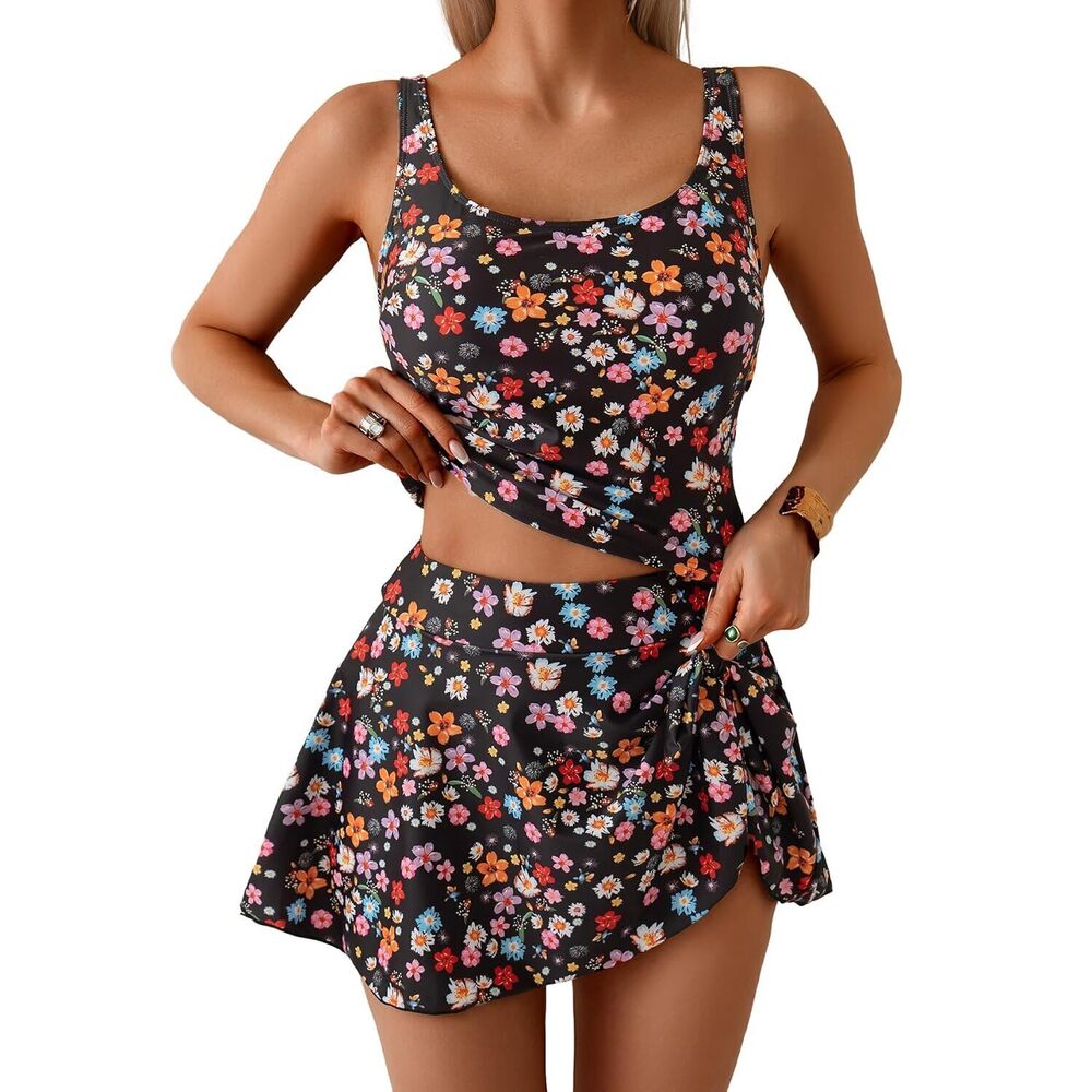 Tankini Swimsuit for Women Tummy Control Two Piece Bathing Suit High